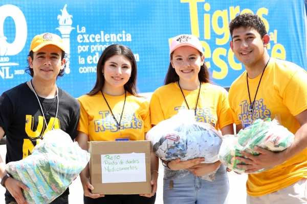 Apoyan estudiantes brigada multidisciplinaria de Tigres al Rescate