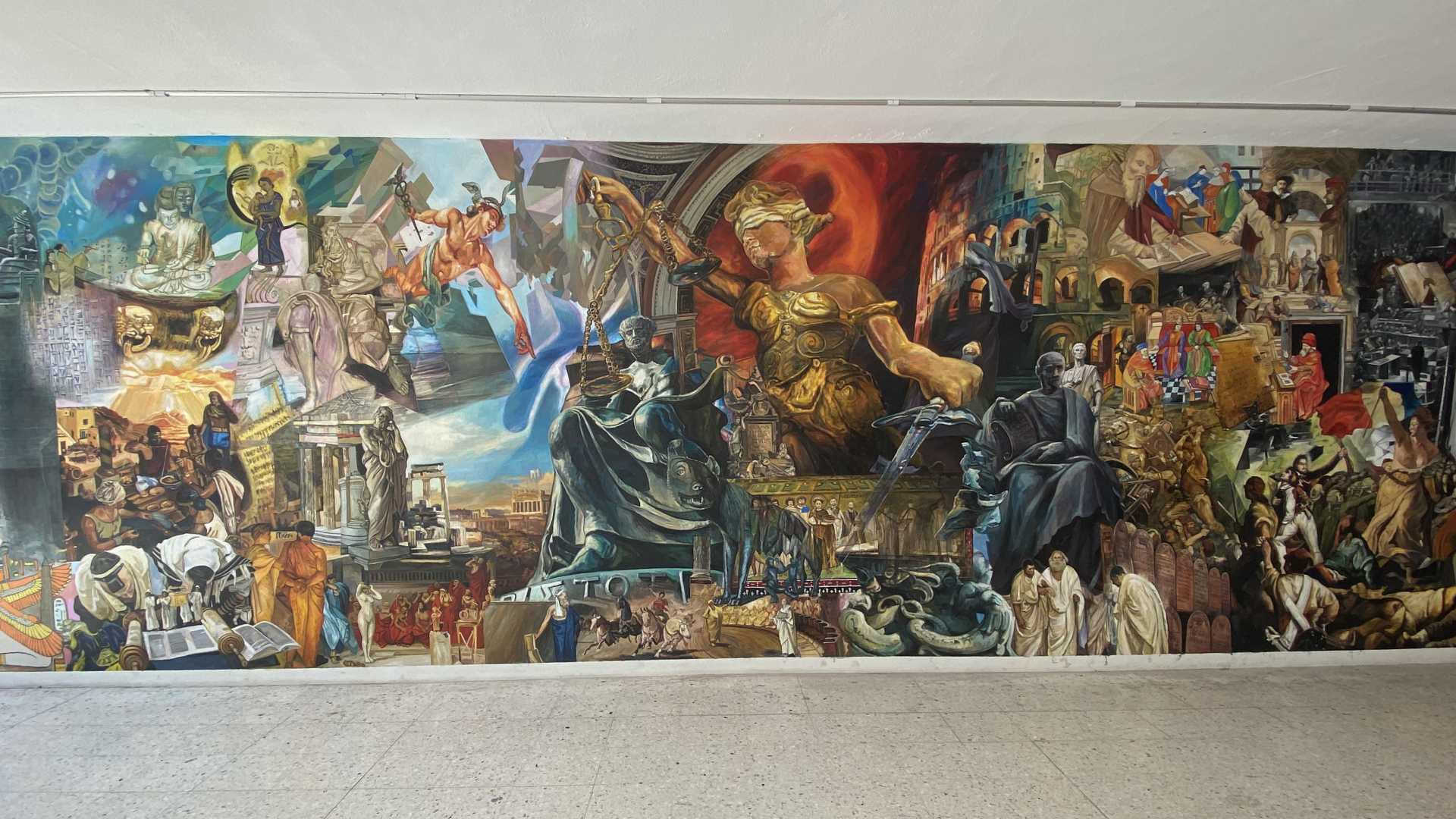 Plasman en mural de UANL historia del derecho